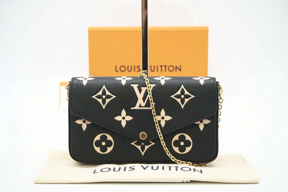 Louis Vuitton Empreinte Bicolor Pochette Felicie Shoulder Bag Beige Calf Leather